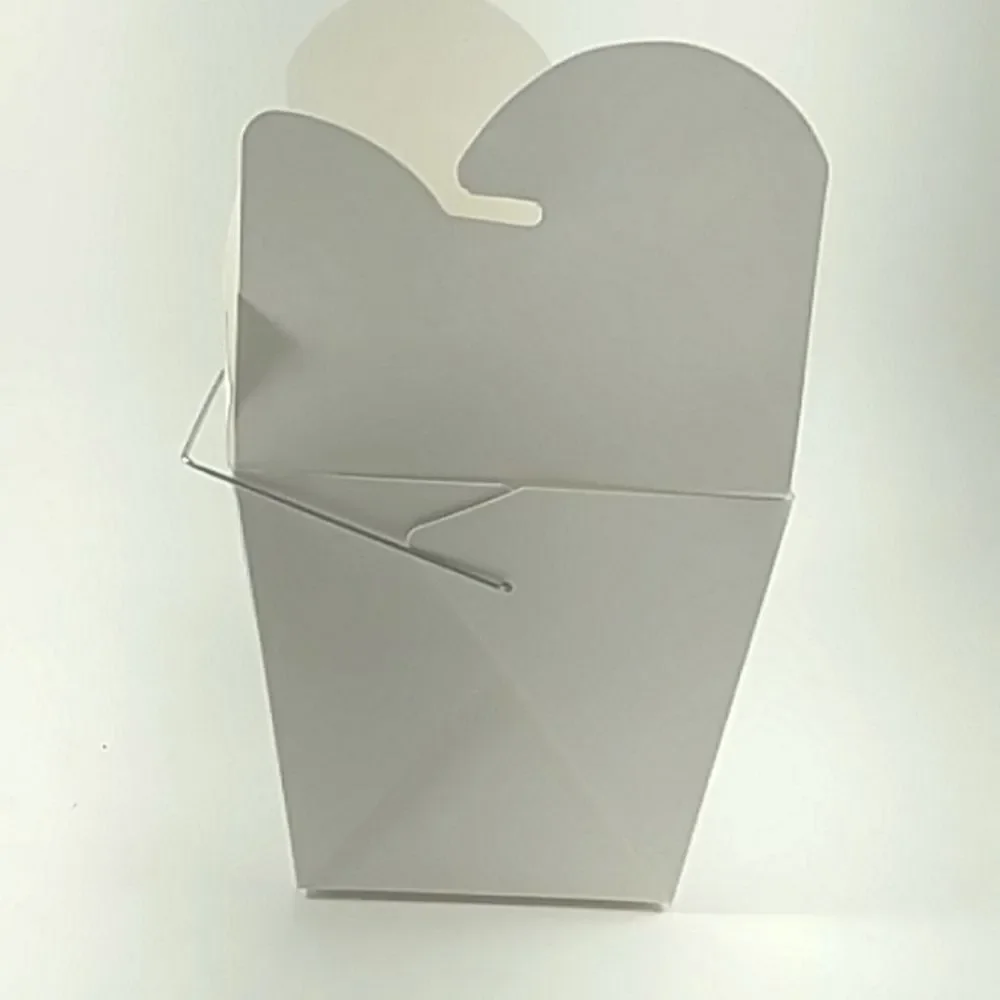 Chinese Take Out Boxes Paper Metal Handles White 4